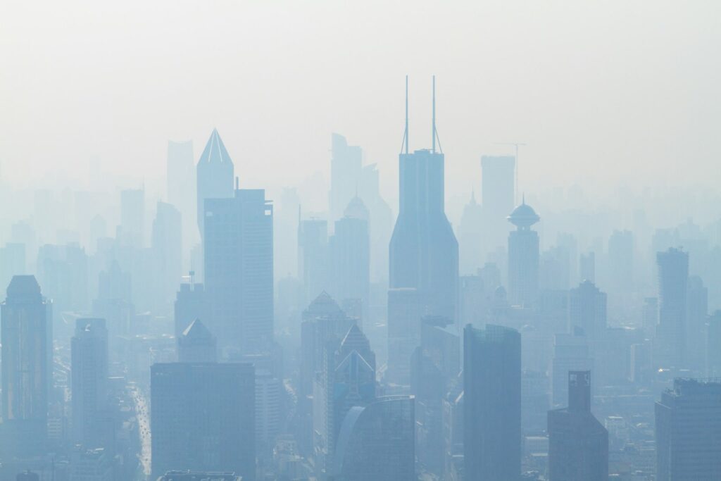 Haze over city